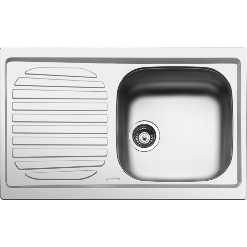 Кухонная мойка SMEG/ Мойка. Установка с бортиком 8 мм, необорачиваемая, крыло слева, нержавеющая сталь матовая