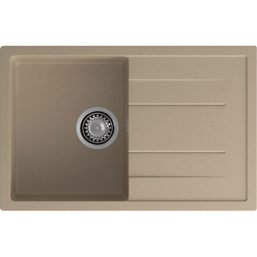 Q-780L sandy 1-чаша+крыло 770*495 мм, монтаж: врезной, материал: мрамор, цвет: песочный