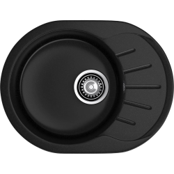 R-580L black 1-чаша+крыло 579*445 мм, монтаж: врезной, материал: мрамор, цвет: черный