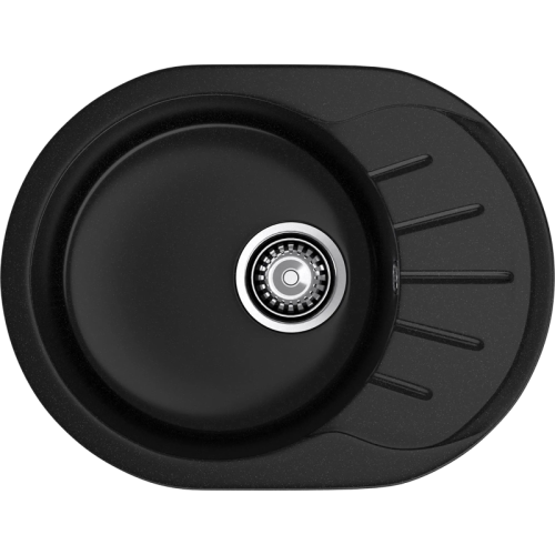 R-580L black 1-чаша+крыло 579*445 мм, монтаж: врезной, материал: мрамор, цвет: черный