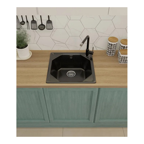 U-500 black 1 чаша 435*435*200, монтаж: врезной, материал: мрамор, цвет черный