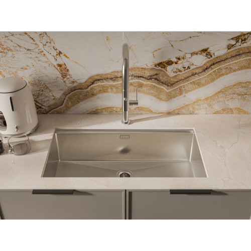 Rivelato Rinox 8044 UN Мойка нерж.сталь 1 чаши 800*440*200 в комплекте (доска, коландер, рол мат), монтаж: универсальный, материал: нержавеющая сталь, цвет: нержавеющая сталь