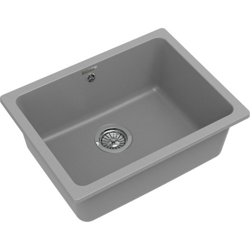 RIVELATO Мойка BERKANA 50 1-чаш 560*430, монтаж: универсальный, материал: кварц, цвет: серый металлик