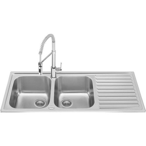 Мойка Smeg/ Мойка Smeg, сварная, из нержавеющей стали, серия Alba, ультранизкий профиль, 2 отверстия для смесителя, толщина рамки 0.7 мм, толщина чаши 0.7 мм