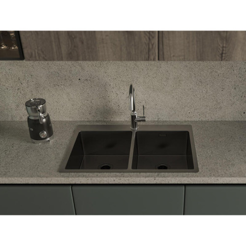 Rivelato Rinox 7450 2В PVD black Мойка нерж.сталь 2 чаши 740*500*200 мм, монтаж: врезной, материал: нержавеющая сталь, цвет: черный Rivelato Rinox 7450 2В PVD black Мойка нерж.сталь 2 чаши 740*500*200 мм, монтаж: врезной, материал: нержавеющая сталь, цвет: черный