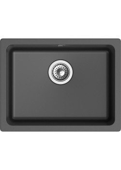 RIVELATO Мойка BERKANA 50 1-чаш 560*430, монтаж: универсальный, материал: кварц, цвет: антрацит