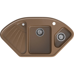 C-1040E terracotta 2-чаши+крыло 1039*560 мм, монтаж: врезной, материал: мрамор, цвет терракот