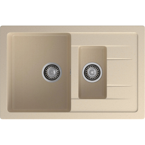 Q-775KL cashmere 2-чаши+крыло 765*495 мм, монтаж: врезной, материал: мрамор, цвет кашемир