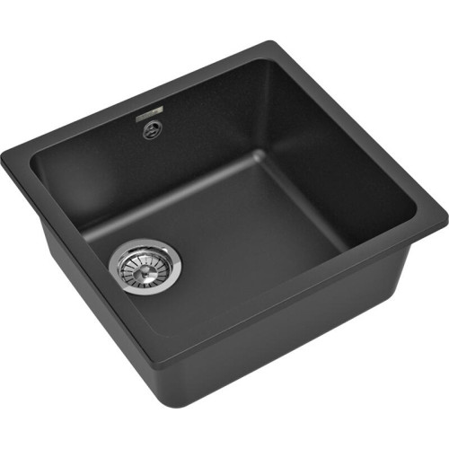 RIVELATO Мойка BERKANA 45 1-чаш 485*455, монтаж: универсальный, материал: кварц, цвет: антрацит RIVELATO Мойка BERKANA 45 1-чаш 485*455, монтаж: универсальный, материал: кварц, цвет: антрацит