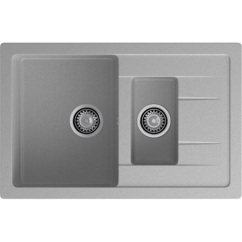 Q-775KL gray 2-чаши+крыло 765*495 мм, монтаж: врезной, материал: мрамор, цвет серый