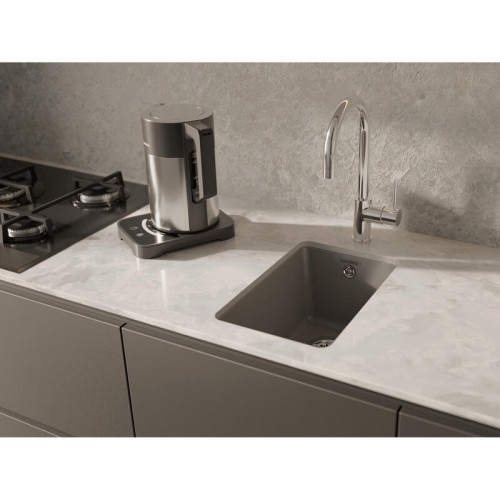 RIVELATO Мойка BERKANA 25 1-чаш 305*455, монтаж: универсальный, материал: кварц, цвет: серый металлик