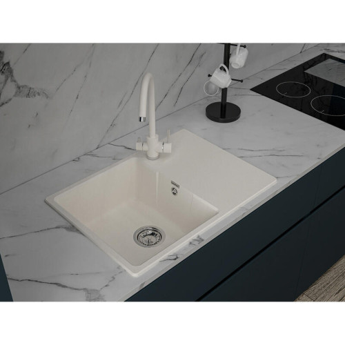 URBAN 668L white 1-чаша+крыло 680*490мм, монтаж: врезной, материал: кварц, цвет: белый