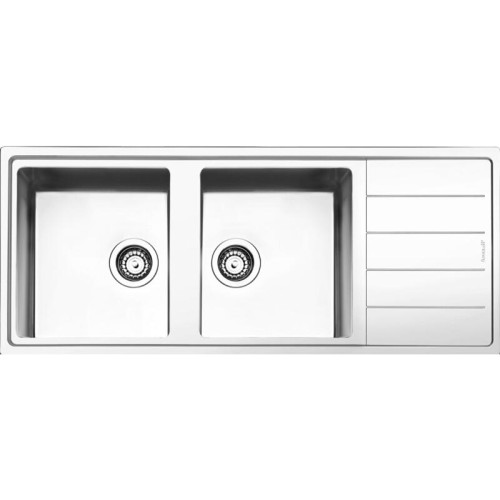 Мойка Smeg/ Мойка Smeg, сварная, из нержавеющей стали, серия Mira, ультранизкий профиль, 2 отверстия для смесителя, толщина рамки 0.7 мм, толщина чаши 1 мм, оборачиваемая, 2 чаши
