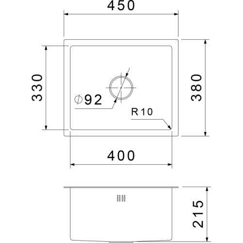 4538 PVD graphite 1 чаша 400*330*205, монтаж: универсальный, материал: нержавеющая сталь, цвет: графит