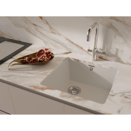 RIVELATO Мойка BERKANA 45 1-чаш 485*455, монтаж: универсальный, материал: кварц, цвет: иней RIVELATO Мойка BERKANA 45 1-чаш 485*455, монтаж: универсальный, материал: кварц, цвет: иней