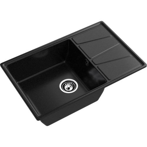 V-780L black 1-чаша+крыло 780*500 мм, монтаж: врезной, материал: мрамор, цвет: черный