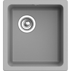 RIVELATO Мойка BERKANA 35 1-чаш 415*455, монтаж: универсальный, материал: кварц, цвет серый металлик