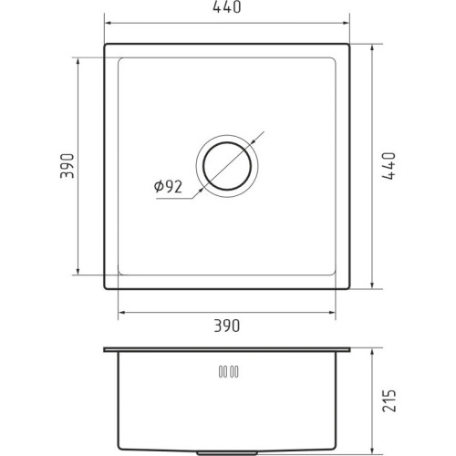 4444 PVD graphite 1 чаша 390*390*205, монтаж: универсальный, материал: нержавеющая сталь, цвет: графит