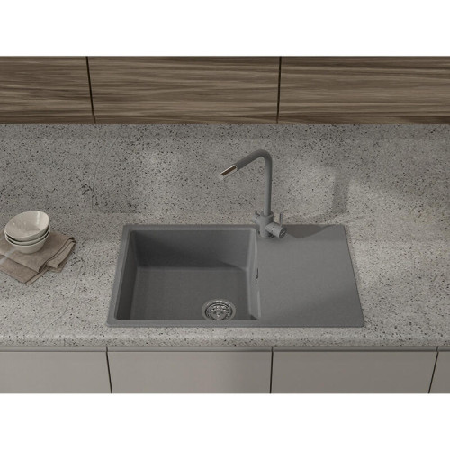 URBAN 678L dark gray 1-чаша+крыло 780*490мм, монтаж: врезной, материал: кварц, цвет: темно-серый URBAN 678L dark gray 1-чаша+крыло 780*490мм, монтаж: врезной, материал: кварц, цвет: темно-серый