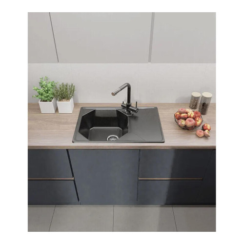 U-740L black 1-чаша+крыло 740*500 мм, монтаж: врезной, материал: мрамор, цвет: черный U-740L black 1-чаша+крыло 740*500 мм, монтаж: врезной, материал: мрамор, цвет: черный