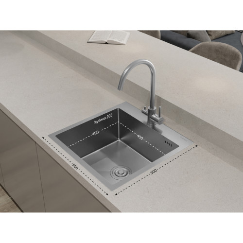 5050 inox 1 чаша 450*400*205, монтаж: врезной, материал: нержавеющая сталь, цвет: нержавеющая сталь