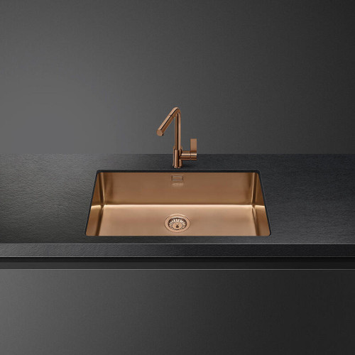 Мойка Smeg/ Мойка Smeg, штампованная, из нержавеющей стали, серия Mira, под столешницу, 71 см, толщина чаши 1 мм, цвет медный