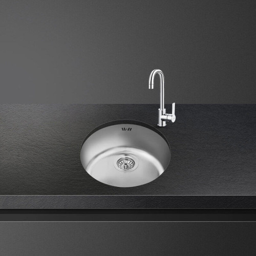 Мойка Smeg/ Мойка Smeg, штампованная, из нержавеющей стали, серия Omni, тип встраивания вровень со столешницей, плоский, под столешницу, толщина чаши 1 мм