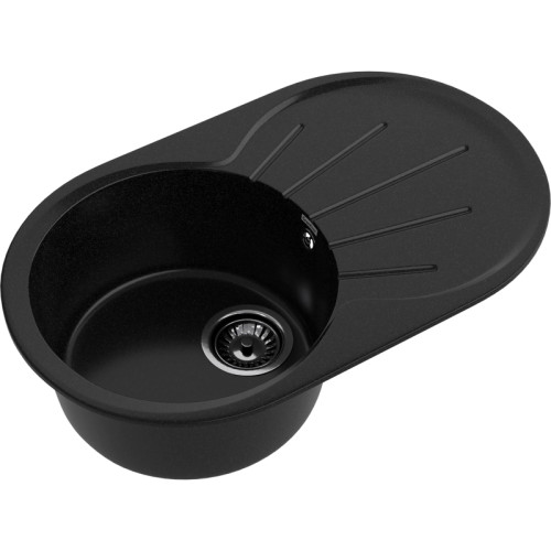 R-750L black 1-чаша+крыло 746*455 мм, монтаж: врезной, материал: мрамор, цвет: черный