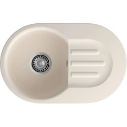 685 L white 1-чаша+крыло 681*433 мм, монтаж: врезной, материал: мрамор, цвет: белый