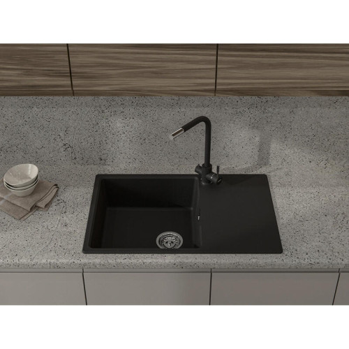 URBAN 678L black 1-чаша+крыло 780*490мм, монтаж: врезной, материал: кварц, цвет: черный URBAN 678L black 1-чаша+крыло 780*490мм, монтаж: врезной, материал: кварц, цвет: черный