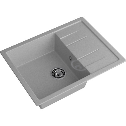 Q-650L gray 1-чаша+крыло 650*500 мм, монтаж: врезной, материал: мрамор, цвет: серый