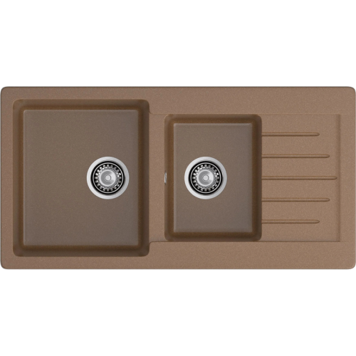 P-980KL terracotta 2-чаши+крыло 977*503 мм, монтаж: врезной, материал: мрамор, цвет терракот