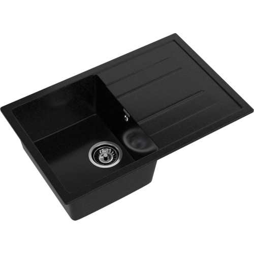 Q-780L black 1-чаша+крыло 770*495 мм, монтаж: врезной, материал: мрамор, цвет: черный