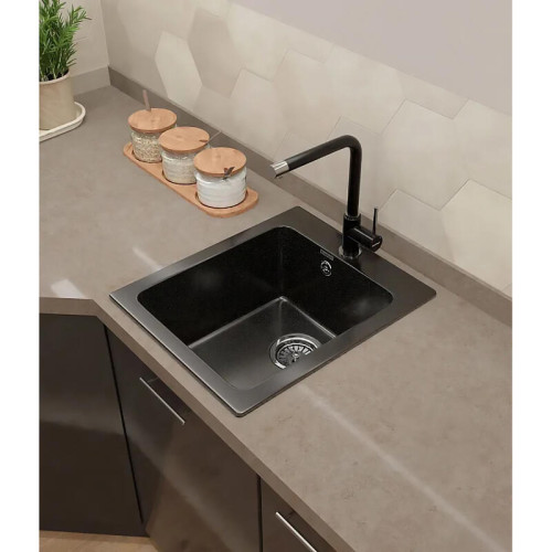 P-505 black 1 чаша 350*395*200, монтаж: врезной, материал: мрамор, цвет черный