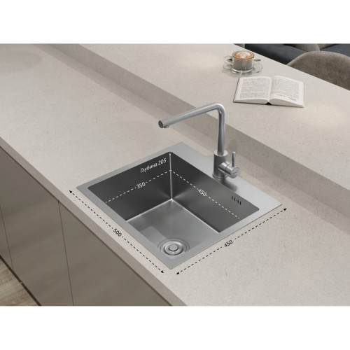 5045 inox 1 чаша 450*350*205, монтаж: врезной, материал: нержавеющая сталь, цвет: нержавеющая сталь
