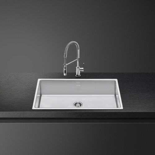 Мойка Smeg/ Мойка Smeg, штампованная, из нержавеющей стали, серия Mira, тип встраивания вровень со столешницей, плоский, под столешницу, толщина чаши 1 мм