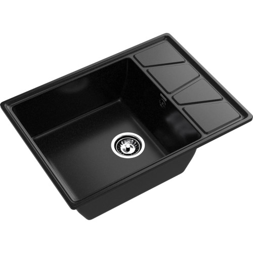 V-680L black 1-чаша+крыло 680*500 мм, монтаж: врезной, материал: мрамор, цвет: черный