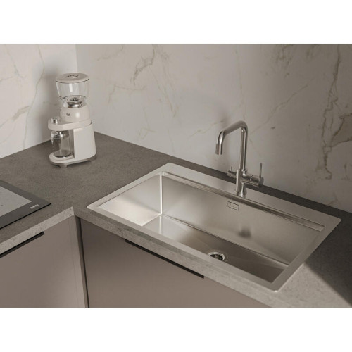 Rivelato Rinox 8050 Мойка нерж.сталь 1 чаши 800*500*200 мм в комплекте (доска, коландер, рол мат), монтаж: врезной, материал: нержавеющая сталь, цвет: нержавеющая сталь
