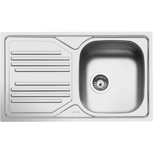 Кухонная мойка SMEG/ Мойка. Установка с бортиком 8 мм, необорачиваемая, крыло слева, нержавеющая сталь матовая