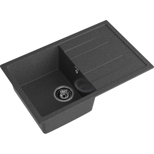 Q-780L graphite 1-чаша+крыло 770*495 мм, монтаж: врезной, материал: мрамор, цвет: графит