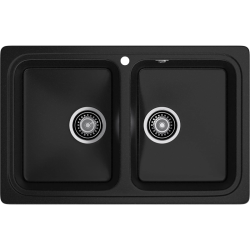 S-780K black 2-чаши 786*500 мм, монтаж: врезной, материал: мрамор, цвет черный