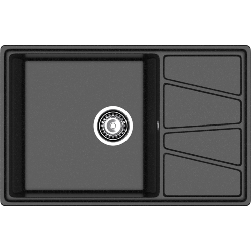 V-780L black 1-чаша+крыло 780*500 мм, монтаж: врезной, материал: мрамор, цвет: черный