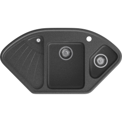 C-1040E graphite 2-чаши+крыло 1039*560 мм, монтаж: врезной, материал: мрамор, цвет графит