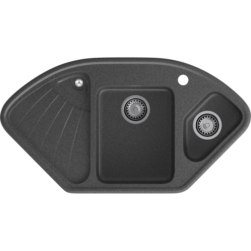 C-1040E graphite 2-чаши+крыло 1039*560 мм, монтаж: врезной, материал: мрамор, цвет графит