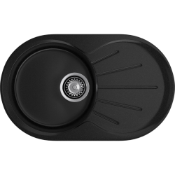 R-750L black 1-чаша+крыло 746*455 мм, монтаж: врезной, материал: мрамор, цвет: черный