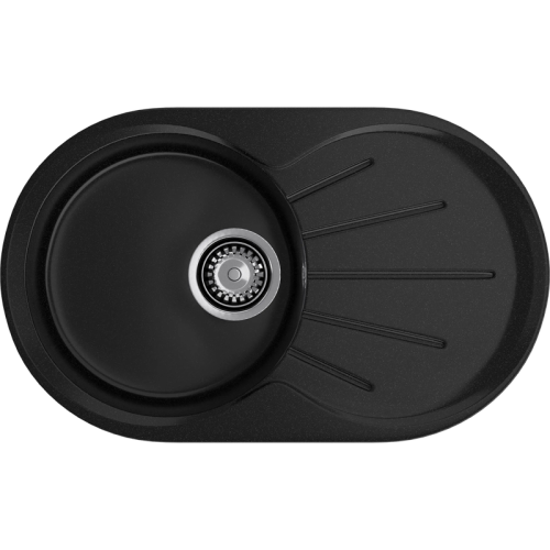 R-750L black 1-чаша+крыло 746*455 мм, монтаж: врезной, материал: мрамор, цвет: черный