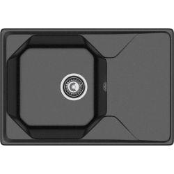 U-740L black 1-чаша+крыло 740*500 мм, монтаж: врезной, материал: мрамор, цвет: черный