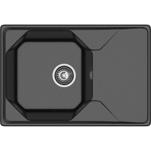 U-740L black 1-чаша+крыло 740*500 мм, монтаж: врезной, материал: мрамор, цвет: черный