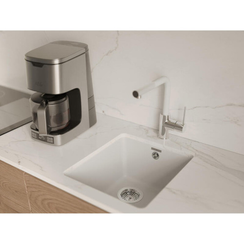 RIVELATO Мойка BERKANA 35 1-чаш 415*455, монтаж: универсальный, материал: кварц, цвет иней RIVELATO Мойка BERKANA 35 1-чаш 415*455, монтаж: универсальный, материал: кварц, цвет иней