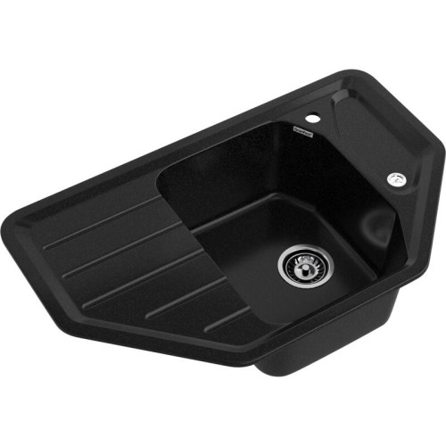 C-800E black 1-чаша+крыло 790*490 мм, монтаж: врезной, материал: мрамор, цвет: черный